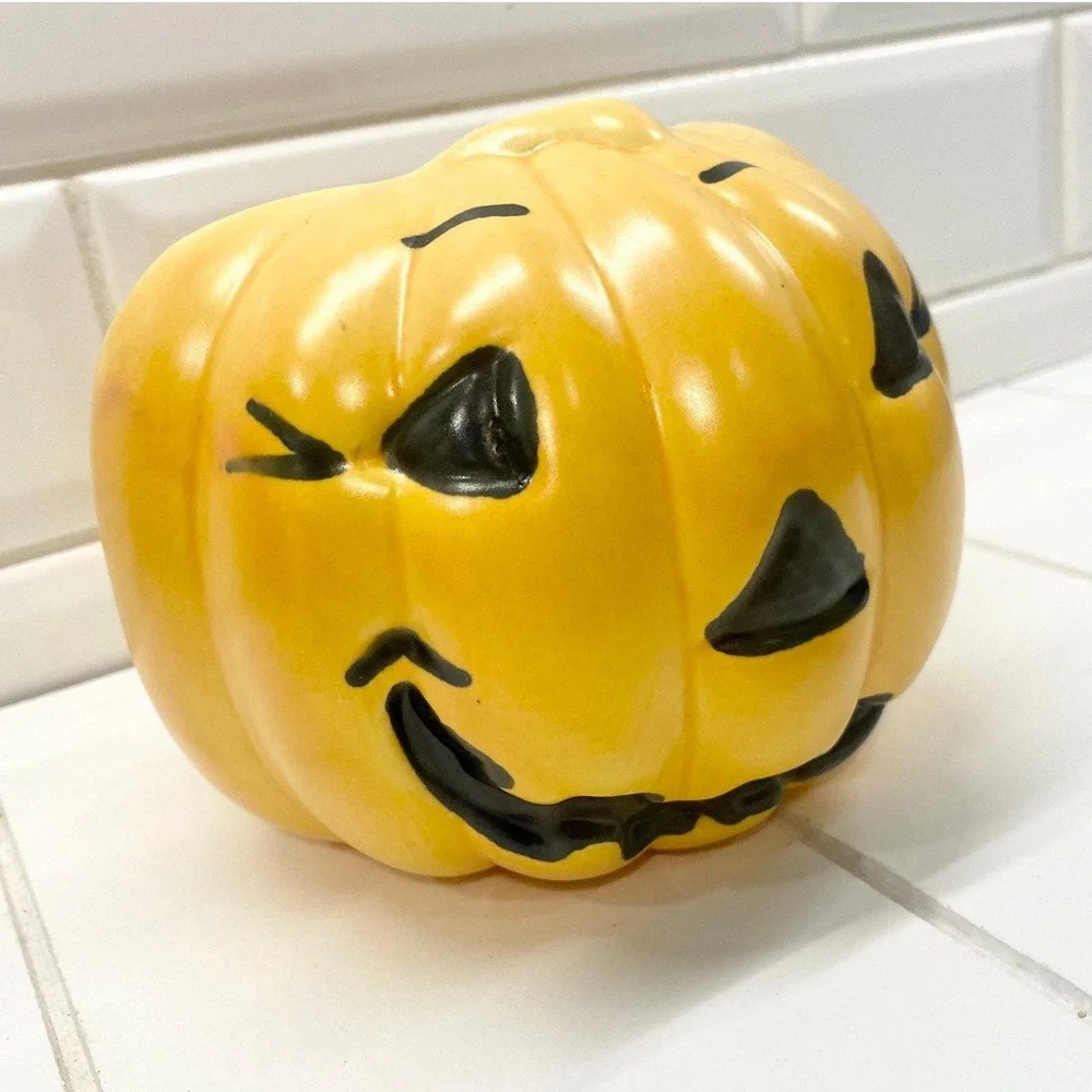 Vintage‎ Haeger Pottery Spooky Pumpkin Planter, Retro Halloween Bowl